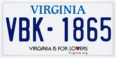 VA license plate VBK1865