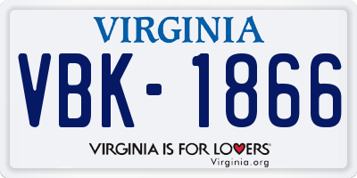 VA license plate VBK1866