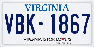VA license plate VBK1867