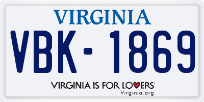 VA license plate VBK1869