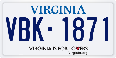 VA license plate VBK1871