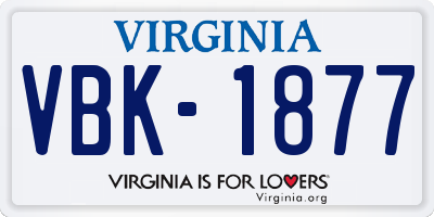 VA license plate VBK1877