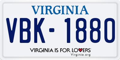 VA license plate VBK1880