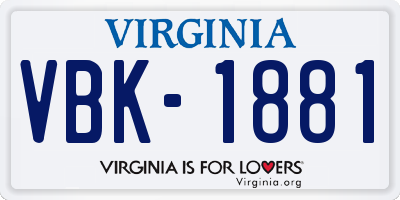 VA license plate VBK1881