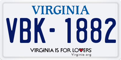 VA license plate VBK1882