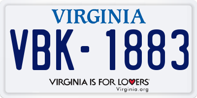 VA license plate VBK1883
