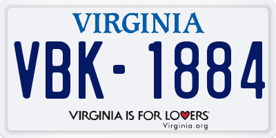 VA license plate VBK1884