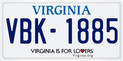 VA license plate VBK1885