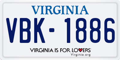 VA license plate VBK1886