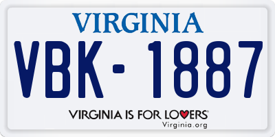 VA license plate VBK1887