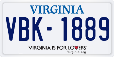 VA license plate VBK1889