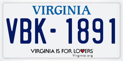 VA license plate VBK1891
