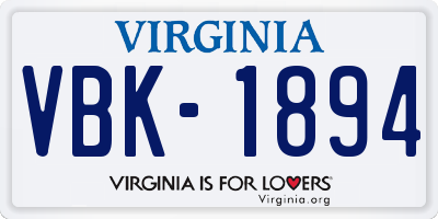 VA license plate VBK1894