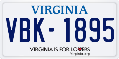 VA license plate VBK1895