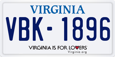 VA license plate VBK1896