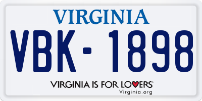 VA license plate VBK1898
