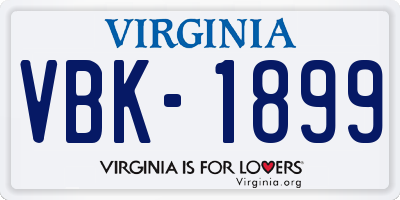 VA license plate VBK1899