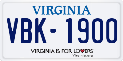 VA license plate VBK1900