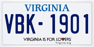 VA license plate VBK1901