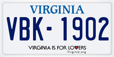 VA license plate VBK1902