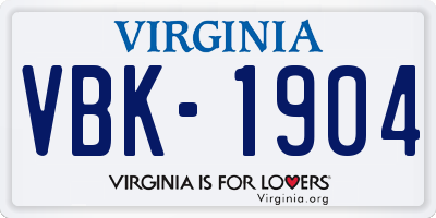 VA license plate VBK1904