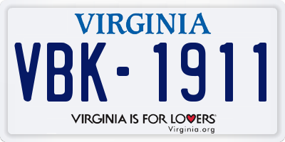 VA license plate VBK1911