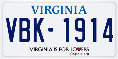 VA license plate VBK1914