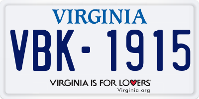 VA license plate VBK1915