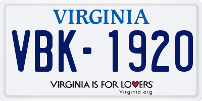 VA license plate VBK1920