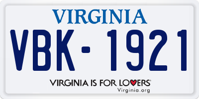 VA license plate VBK1921