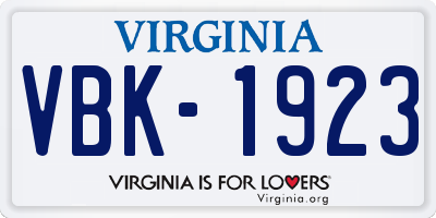 VA license plate VBK1923