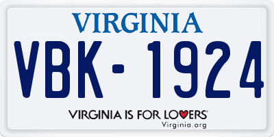 VA license plate VBK1924
