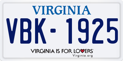 VA license plate VBK1925
