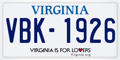 VA license plate VBK1926