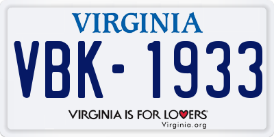 VA license plate VBK1933