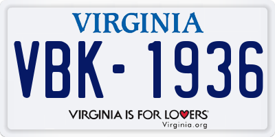 VA license plate VBK1936