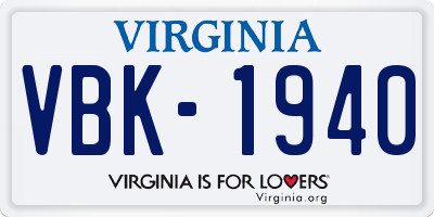 VA license plate VBK1940