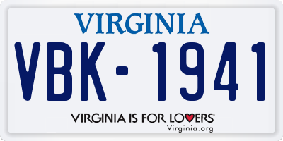 VA license plate VBK1941