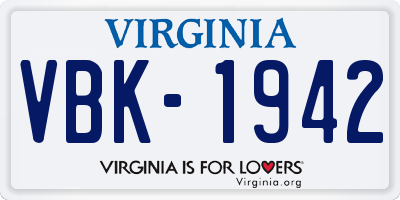 VA license plate VBK1942