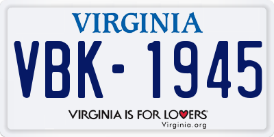 VA license plate VBK1945
