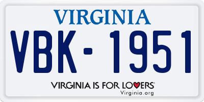 VA license plate VBK1951