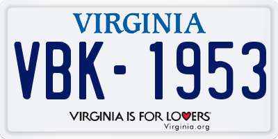 VA license plate VBK1953