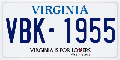 VA license plate VBK1955