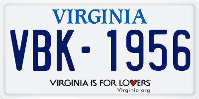 VA license plate VBK1956