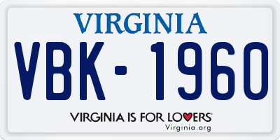 VA license plate VBK1960