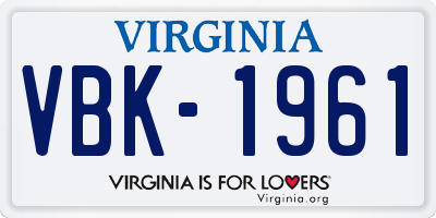 VA license plate VBK1961