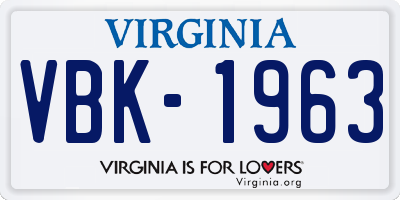 VA license plate VBK1963