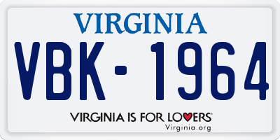 VA license plate VBK1964