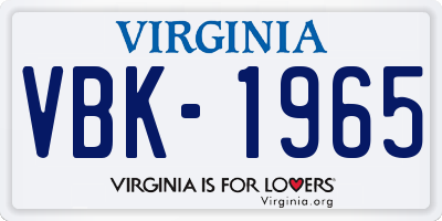 VA license plate VBK1965
