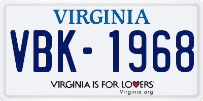 VA license plate VBK1968
